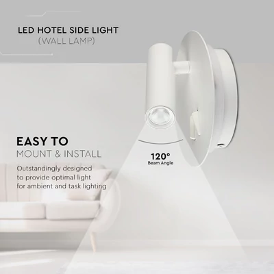 V-TAC fali LED COB olvasólámpa fehér 3+6W meleg fehér - SKU 1489