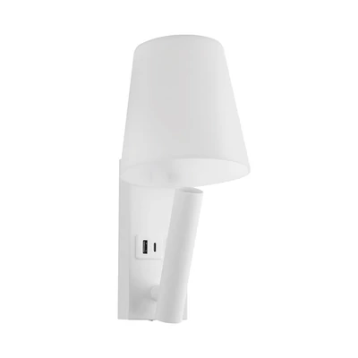 V-TAC fali olvasólámpa 2W CREE LED lámpa USB töltővel, meleg fehér, fehér ház - SKU 240006