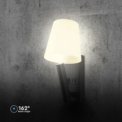 V-TAC fali olvasólámpa 2W CREE LED lámpa USB töltővel, meleg fehér, fekete ház - SKU 240016