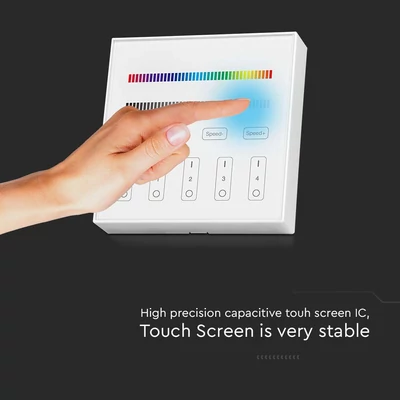 V-TAC fali RGB+W 4 zónás rádiófrekvenciás LED szalag távirányító - SKU 2917