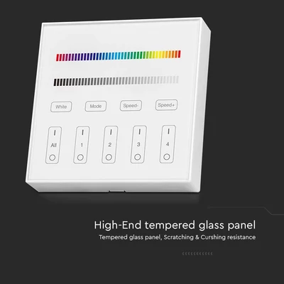 V-TAC fali RGB+W 4 zónás rádiófrekvenciás LED szalag távirányító - SKU 2917