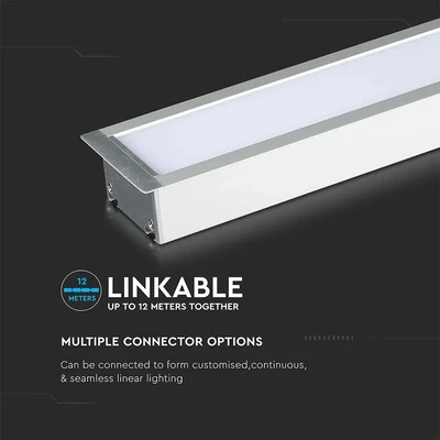 V-TAC fehér 7 cm széles süllyeszthető lineáris LED lámpa 121cm 40W természetes fehér - SKU 21380
