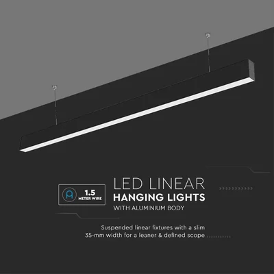 V-TAC fekete mennyezetre függeszthető lineáris LED lámpa 120cm 40W hideg fehér - SKU 21600