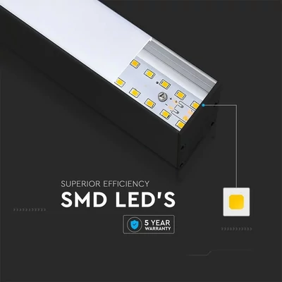 V-TAC fekete mennyezetre függeszthető lineáris LED lámpa 120cm 40W hideg fehér - SKU 21600