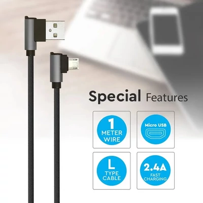 V-TAC fekete, USB - Micro USB 1m hálózati kábel - SKU 8635