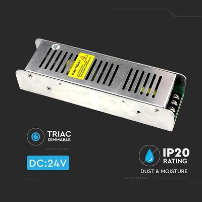 V-TAC fémházas dimmelhető LED tápegység 24V 150W 6.25A - SKU 3258