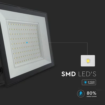 V-TAC FN-széria LED reflektor 100W meleg fehér, fekete házzal - SKU 23992