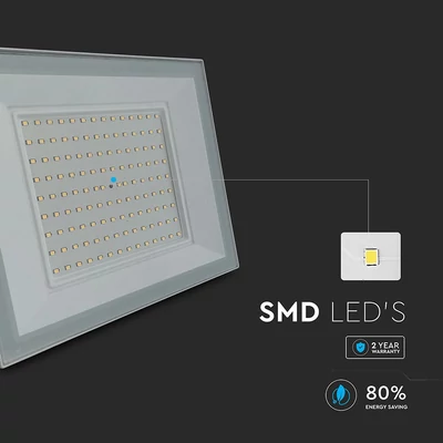 V-TAC FN-széria LED reflektor 100W természetes fehér, fehér házzal - SKU 23979