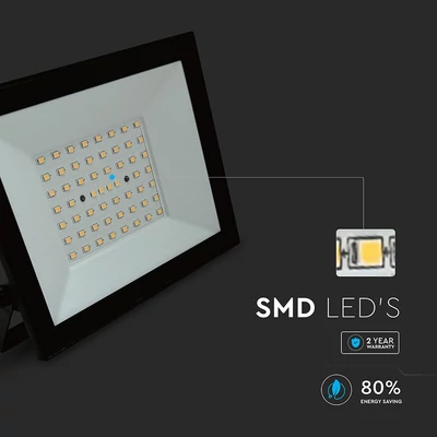V-TAC FN-széria LED reflektor 50W meleg fehér, fekete házzal - SKU 23995