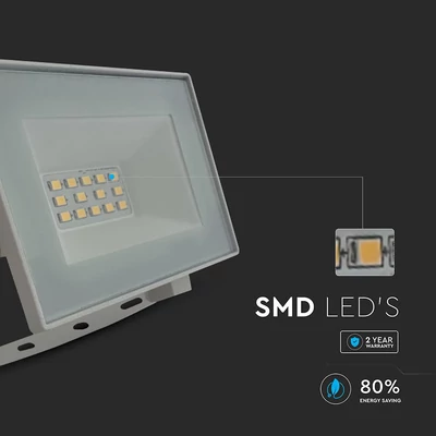 V-TAC FN-széria mini LED reflektor 10W természetes fehér, fehér házzal - SKU 23971