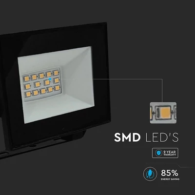 V-TAC FN-széria mini LED reflektor 10W természetes fehér, fekete házzal - SKU 23972