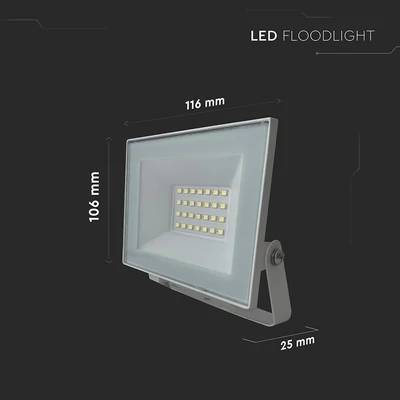 V-TAC FN-széria mini LED reflektor 20W természetes fehér, fehér házzal - SKU 23983
