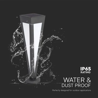 V-TAC fordított gúla alakú 63cm magas napelemes lámpa, távirányítóval, meleg fehér - SKU 23350