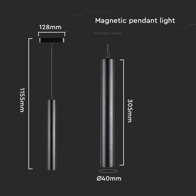 V-TAC függesztett 15W spot LED lámpatest Slim 48V mágneses sínhez, természetes fehér - SKU 10263