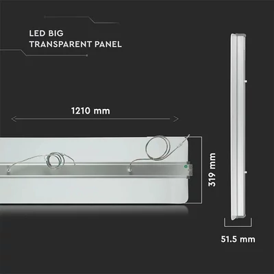 V-TAC függeszthető dimmelhető átlátszó LED lámpa panel 40W 121cm természetes fehér - SKU 6458