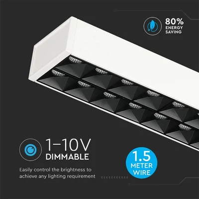 V-TAC függeszthető dimmelhető lineáris LED lámpa UGR<6 118cm 60W természetes fehér - SKU 606