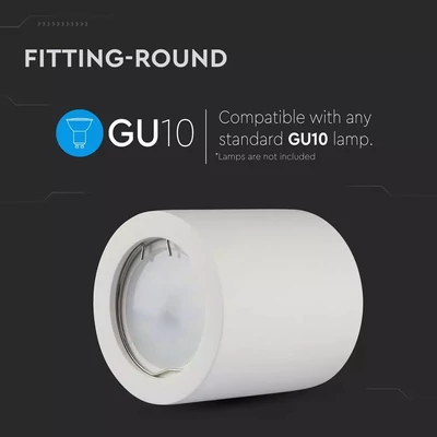 V-TAC GU10 LED falon kívüli fehér lámpatest - SKU 3665
