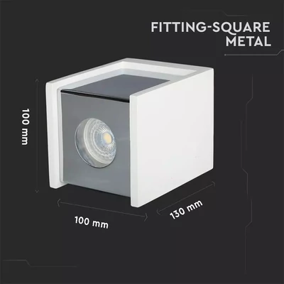 V-TAC GU10 LED falon kívüli lámpatest, fehér+króm - SKU 3116
