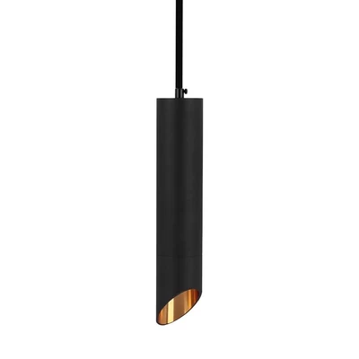 V-TAC GU10 LED mennyezetre függeszthető designer lámpatest, fekete, arany belsővel, 30 cm - SKU 6685