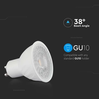 V-TAC GU10 LED spot égő 6W hideg fehér 38° - SKU 211911