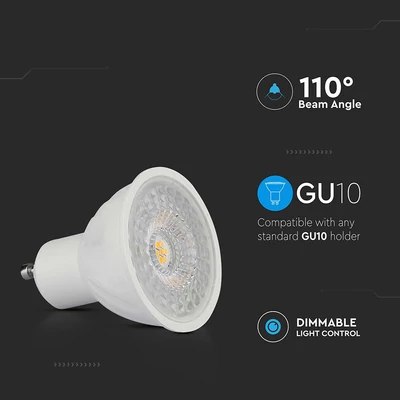 V-TAC GU10 LED spot égő dimmelhető 6W meleg fehér 110° - SKU 211981