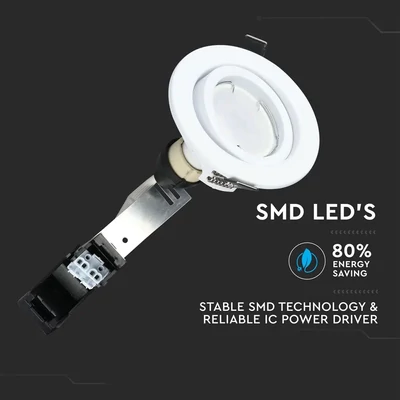 V-TAC GU10 LED spot égő fehér kerettel 3 db/csomag 5W hideg fehér 110° - SKU 8883