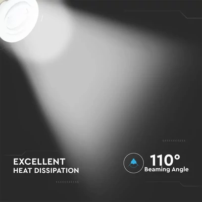 V-TAC GU10 LED spot égő fehér kerettel 3 db/csomag 5W hideg fehér 110° - SKU 8883
