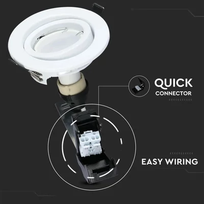 V-TAC GU10 LED spot égő fehér kerettel 3 db/csomag 5W hideg fehér 110° - SKU 8883