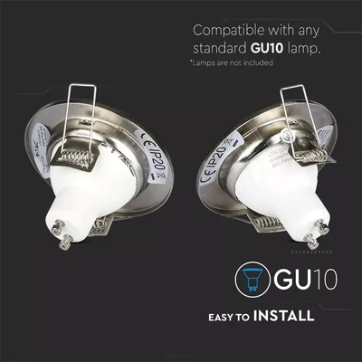 V-TAC GU10 LED spot lámpa keret, matt króm fix lámpatest - SKU 3585