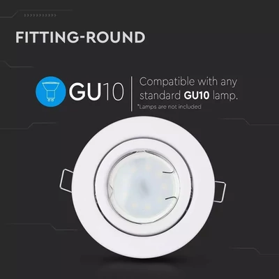 V-TAC GU10 LED spotlámpa keret, fehér billenthető lámpatest - SKU 3469