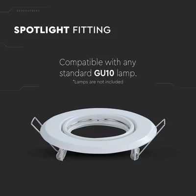 V-TAC GU10 LED spotlámpa keret, fehér billenthető lámpatest - SKU 8938