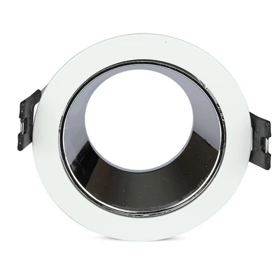 V-TAC GU10 LED spotlámpa keret, fehér+króm billenthető lámpatest - SKU 3156