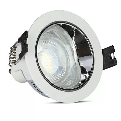 V-TAC GU10 LED spotlámpa keret, fehér+króm billenthető lámpatest - SKU 3156