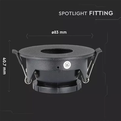V-TAC GU10 LED spotlámpa keret, fekete billenthető lámpatest - SKU 8595