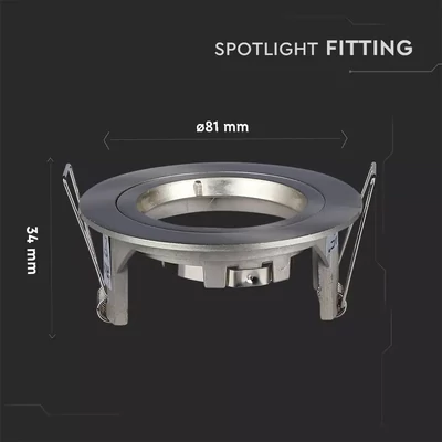 V-TAC GU10 LED spotlámpa keret, matt króm fix lámpatest - SKU 3643
