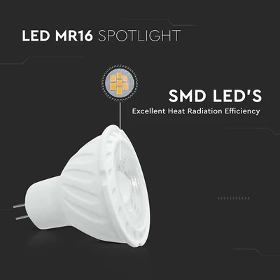 V-TAC GU5.3-MR16 LED spot égő 6W hideg fehér 110° - SKU 212061