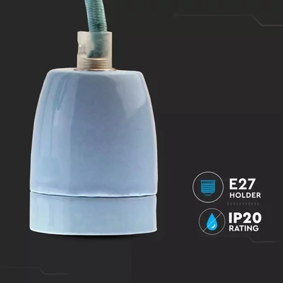 V-TAC kék porcelán függeszték E27 foglalattal - SKU 3806