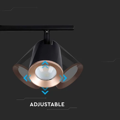 V-TAC kétfejű 10W beltéri fekete fali LED lámpa, meleg fehér, 100 Lm/W - SKU 218255