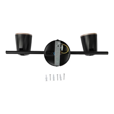 V-TAC kétfejű 10W beltéri fekete fali LED lámpa, meleg fehér, 100 Lm/W - SKU 218255