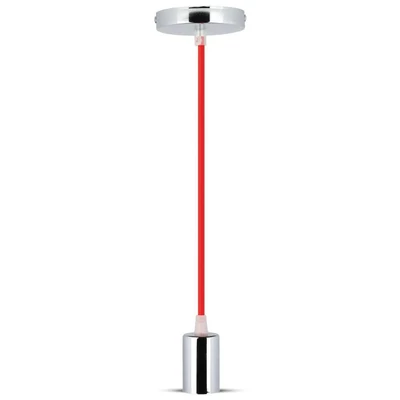 V-TAC króm függeszték, piros vezetékkel, E27 foglalattal - SKU 3791