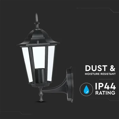 V-TAC kültéri fali lámpa, matt fekete, E27 foglalattal - SKU 7066