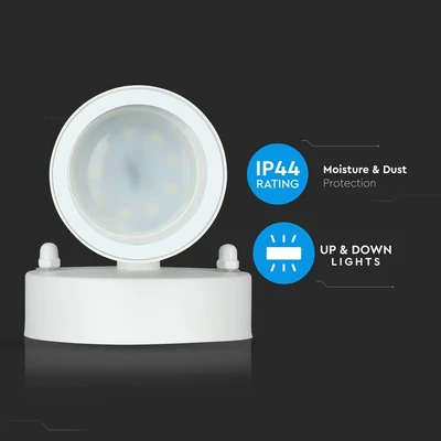 V-TAC kültéri, kerek, fehér fali lámpa, 2xGU10 foglalattal - SKU 7570