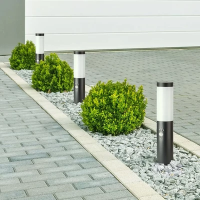V-TAC kültéri, mozgásérzékelős antracit szürke állólámpa, 45 cm, E27 foglalattal - SKU 8965