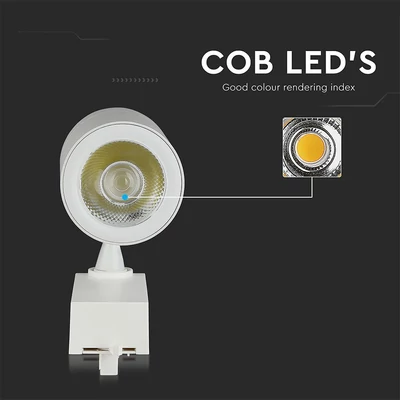 V-TAC LED 10°-os sínes spotlámpa állítható szöggel, 35W természetes fehér, 85 Lm/W - SKU 211256