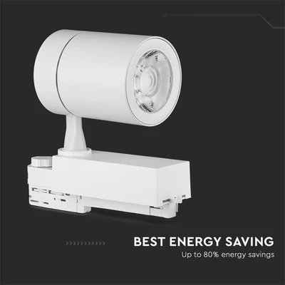 V-TAC LED 10°-os sínes spotlámpa állítható szöggel, 35W természetes fehér, 85 Lm/W - SKU 211256