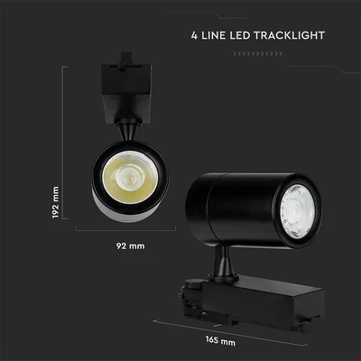 V-TAC LED 10°-os sínes spotlámpa állítható szöggel, 35W természetes fehér, 90 Lm/W - SKU 211286