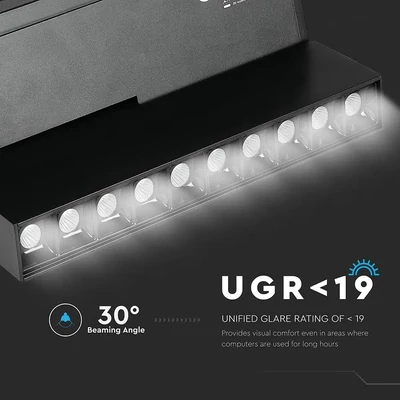 V-TAC LED dönthető spotlámpa mágneses sínhez 20W CRI>90 UGR<19 meleg fehér - SKU 7964