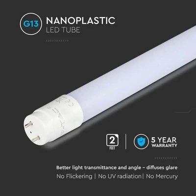 V-TAC LED fénycső 60cm T8 7.5W hideg fehér, 110Lm/W - SKU 21687
