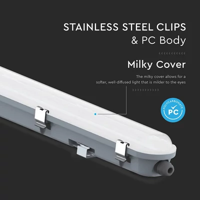 V-TAC LED lámpa 120cm 36W IP65, szenzorral, hideg fehér 120 Lm/W (M-széria) - SKU 24016