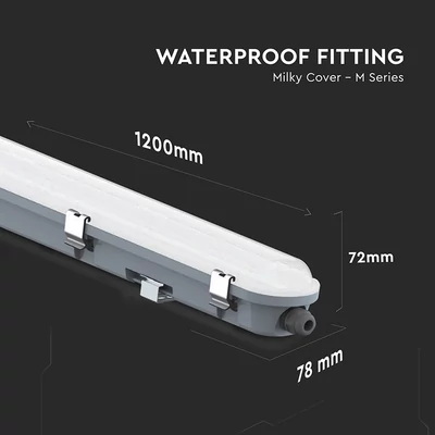 V-TAC LED lámpa 120cm 36W IP65, szenzorral, természetes fehér 120 Lm/W (M-széria) - SKU 24013